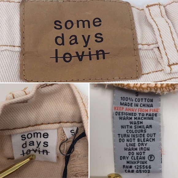 Some Days Lovin NWT Pink Distressed Beaded Embellished Shorts Womens Size Small - Picture 5 of 9